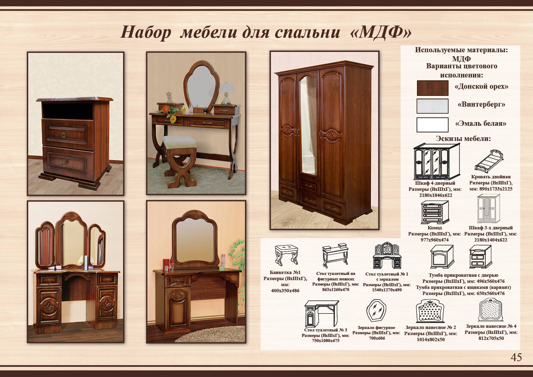 Набор  спальни из Тамбова МДФ цена комода -22 700 руб